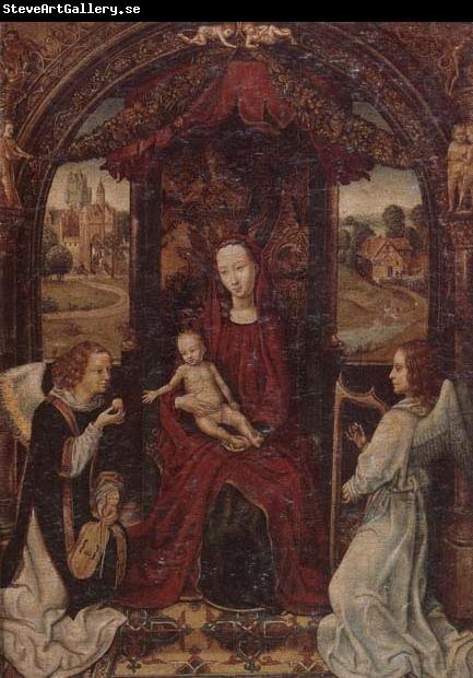 unknow artist The madonna and child enthroned,attended by angels playing musical instruments